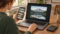 スマートフォンの写真を別の端末でも開いて保存状態を確認するイメージ